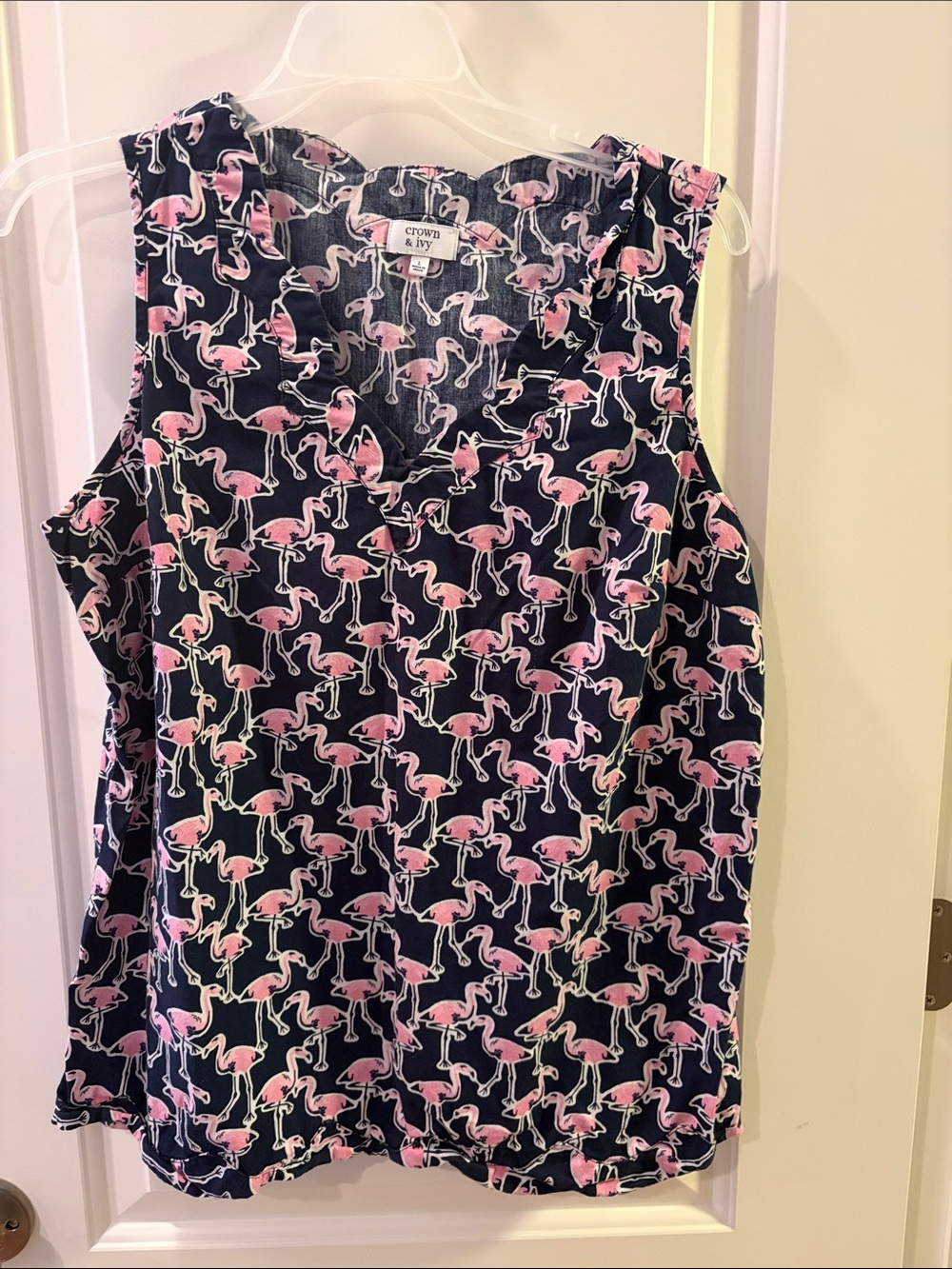 crown & ivy Navy Sleeveless Flamingo Print Camisole